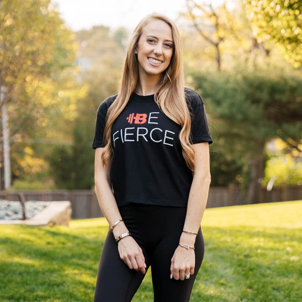 Brittany Lynne Fitness "Be Fierce" Cropped T-shirt from the front